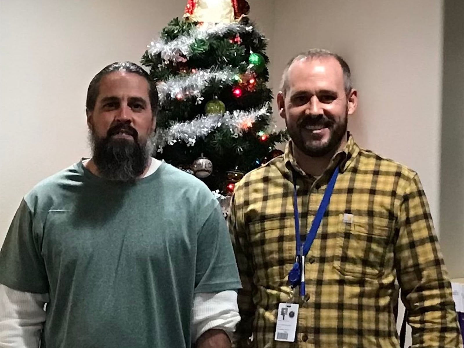 Chaplain with inmate at Christmas